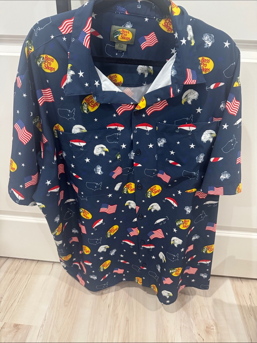 Bass Pro Shops Navy Patriotic Print Kids Button-Up Shirt